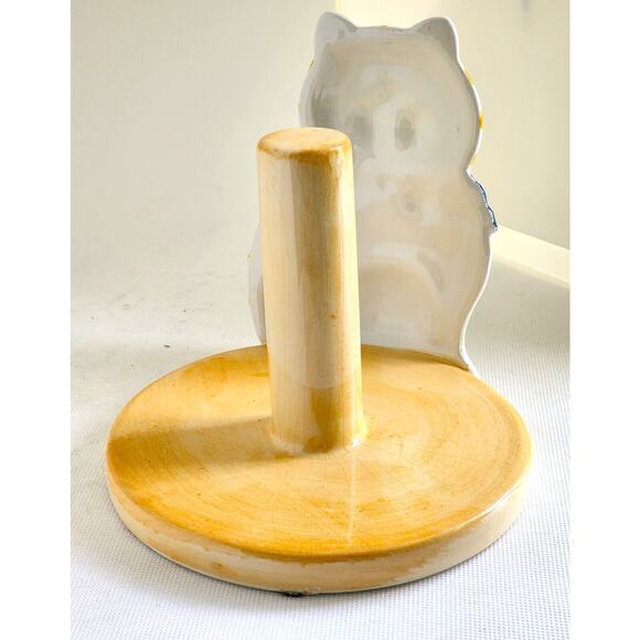 PAPER TOWEL HOLDER/DISPENSER-ALCO-Countertop-White Cat-Yellow Stripes-Ceramic - Picture 3 of 10